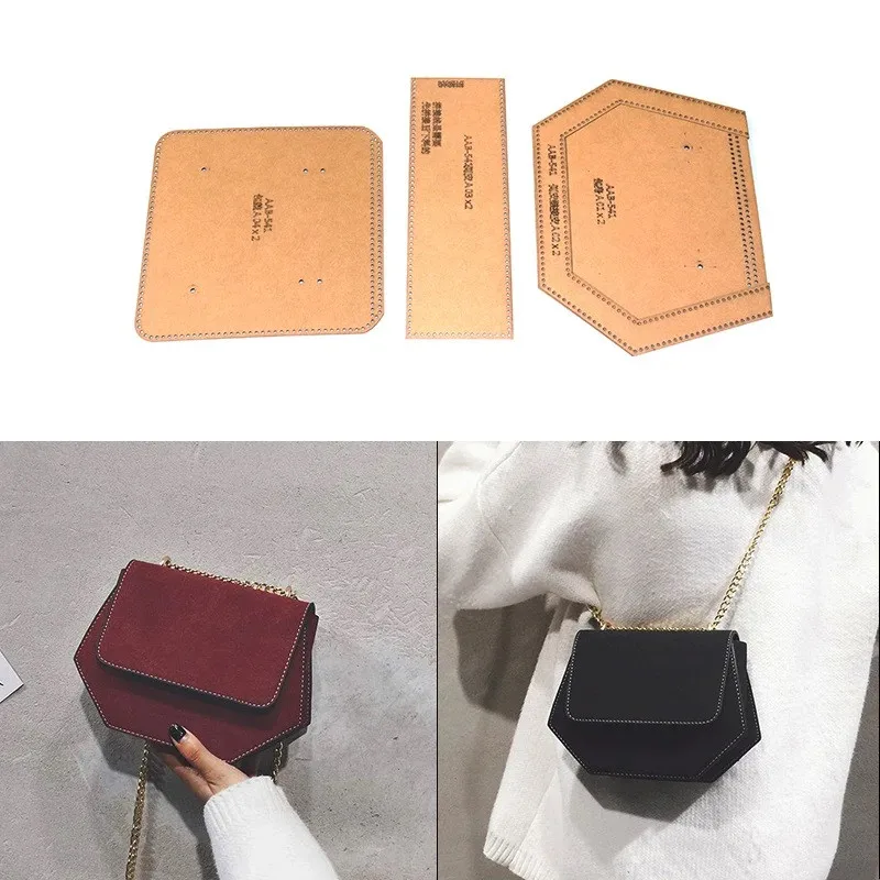 1Set Handmade Crossbody Bag Kraft Paper Template Handmade Leather Craft DIY Bag Template 22*15.5cm