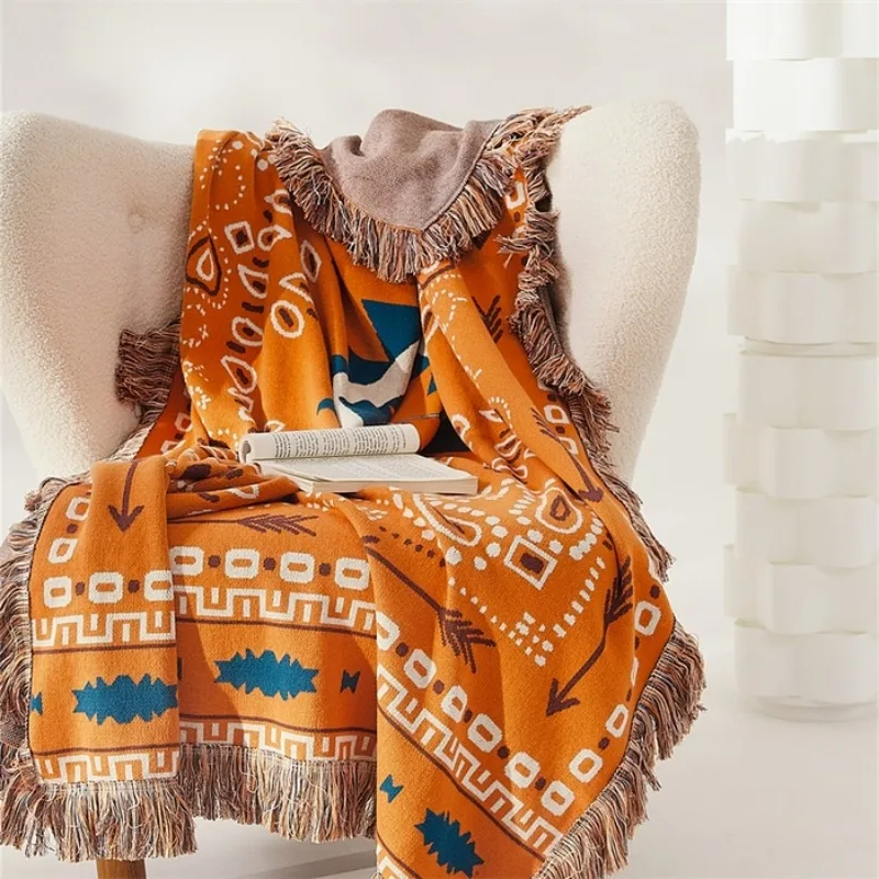 

2025 new listing Bohemian picnic outdoor fringed blanket office nap blanket islet/jungle time