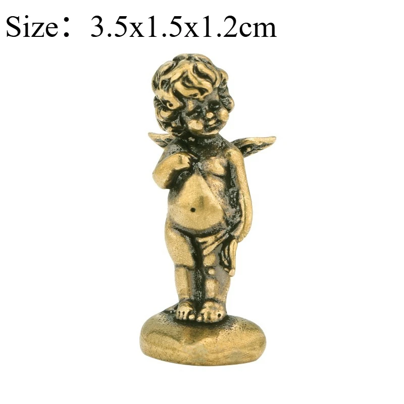 1 PC Cupid Little God Of Love Archaized Brass Ornament Desktop Vintage Decor Craft Collectible Home Table Decoration Accessory