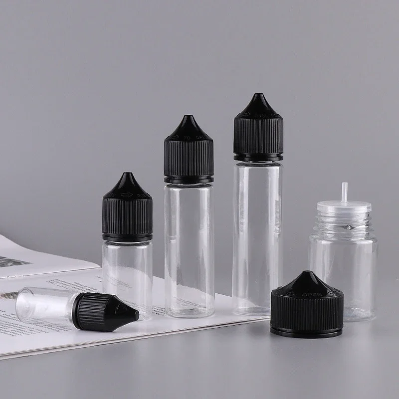 10Pcs 10ml/15ml/30ml/60ml/100ml/120ml Clear Plastic Empty Dropper Bottles E Liquid Drop Bottle Long Tip Cap Vape Oil Containers