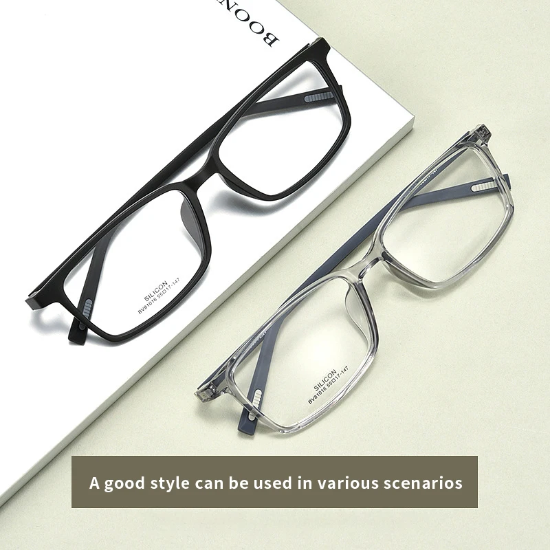 KatKani Ultralight Square TR90 Business Men Eyeglasses Frame Optical Prescription Women Large Face Full Frame Glasses BV81016G