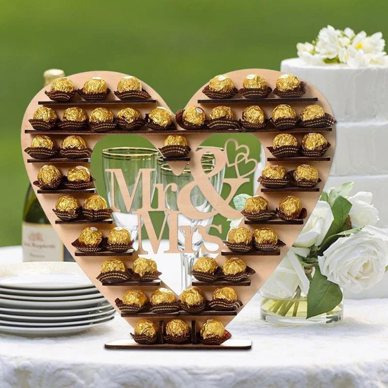 Wedding Wooden Ornaments Mr&Mrs Chocolate Stand Display Candy Cupcake Desserts Holder Home Decor Wedding Party Bars