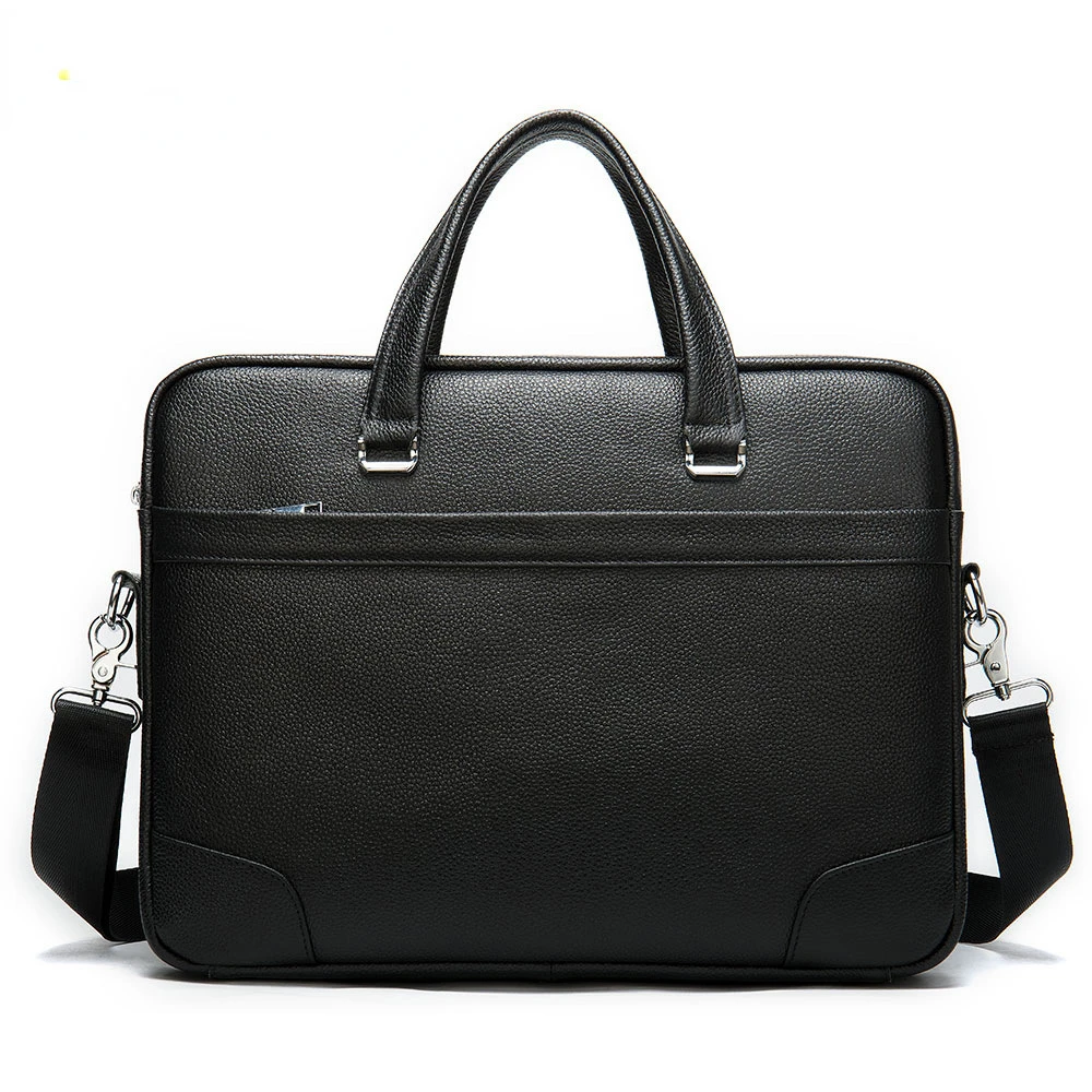 Business Commuter Leather Shoulder Bag Multi-function Computer Bag Large Capacity First Layer Cowhide Briefcase for Men