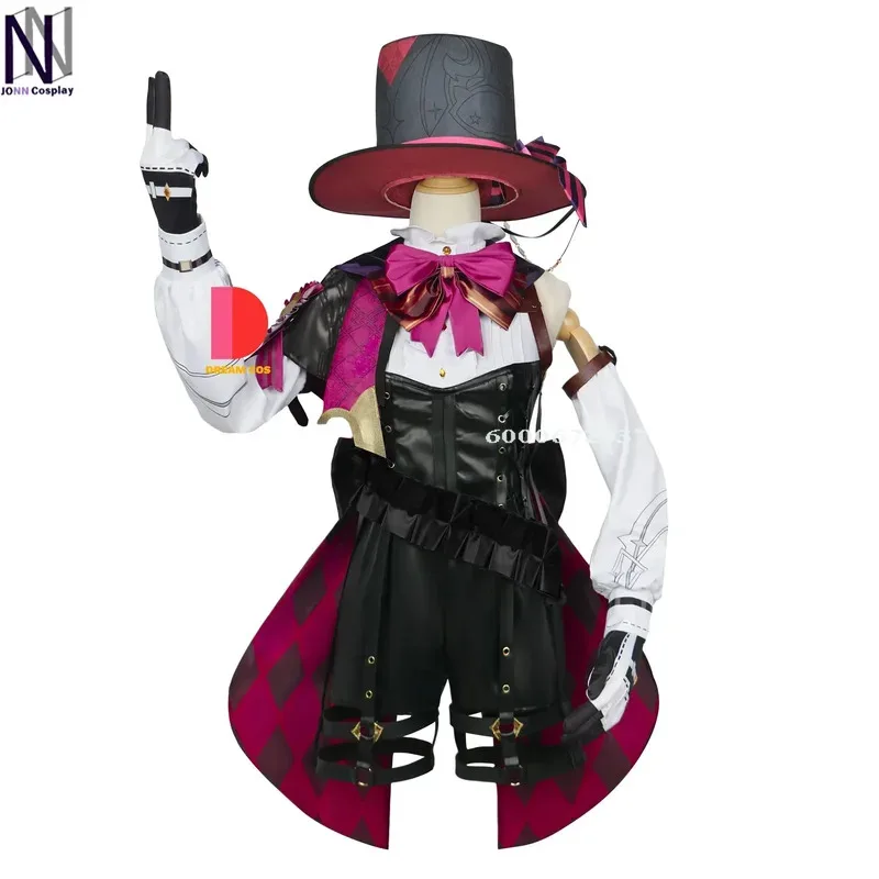 جينشين تأثير لعبة فونتين ليني تأثيري حلي الساحر الجلود موحدة شعر مستعار قصير قفاز التوائم هالوين كرنفال الزي