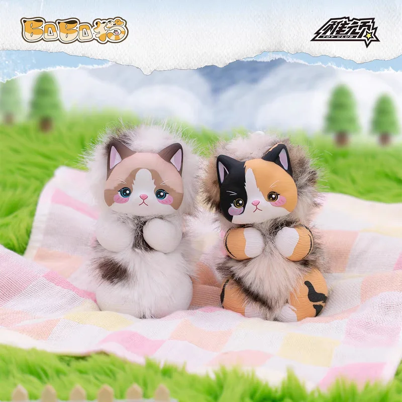 

Genuine Jinguoguo Bobo Cat Series Blind Box Cute Fluffy Plush Cat Figures Collectible Backpack Pendant For Kids Holiday Gift