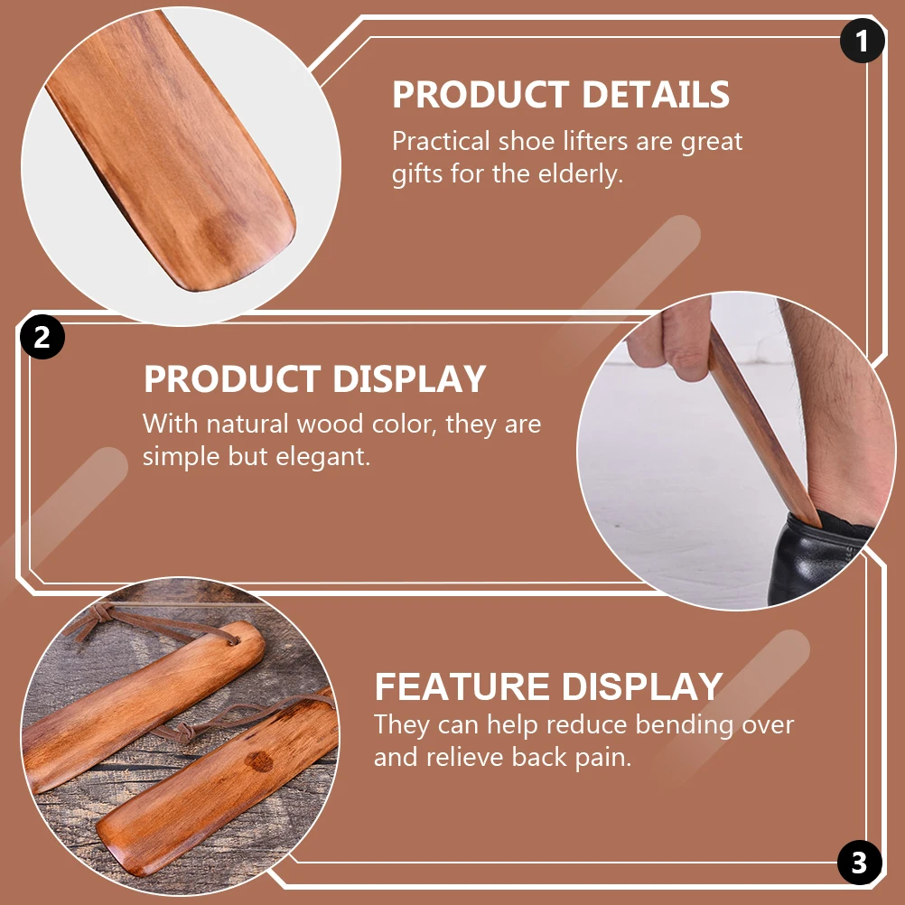 

2 pcs 5cm Practical Shoe Lifters Wood Practical Lifters Household Tools Wooden Shoehorns for Boots Father Gift Random Color