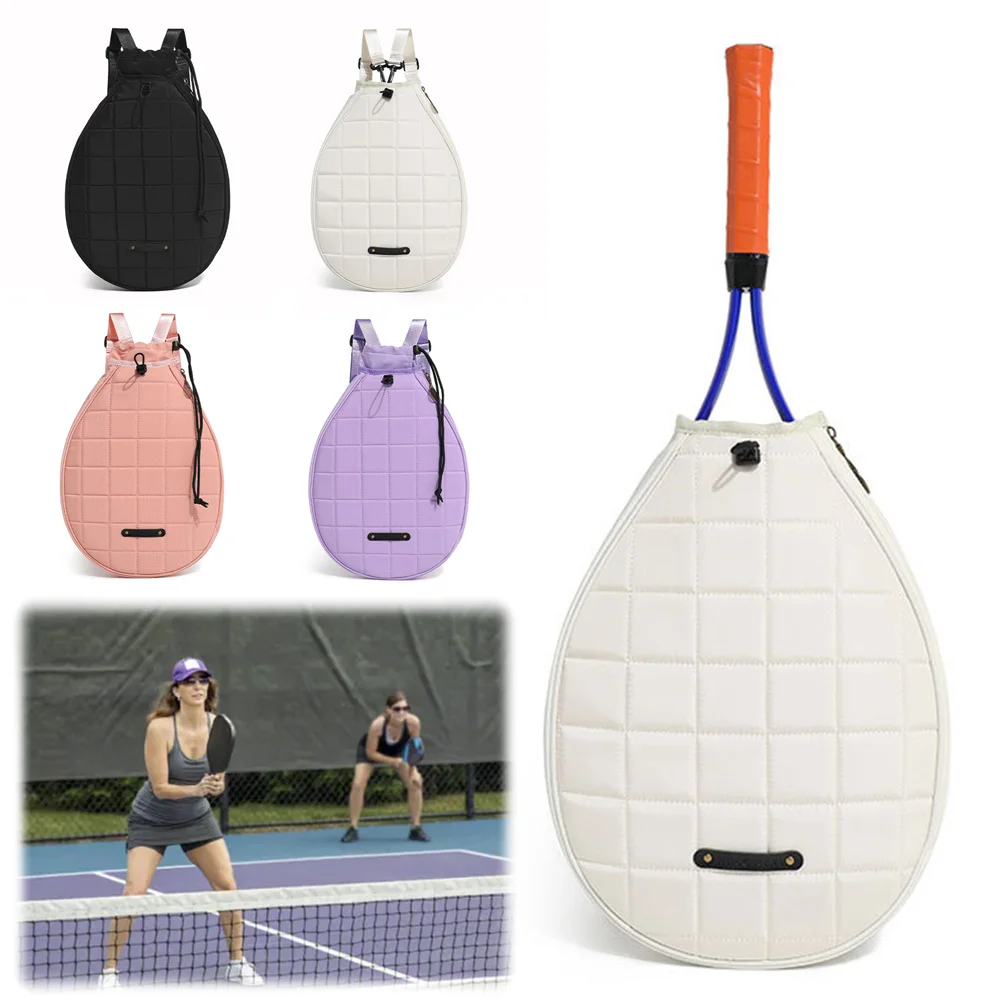 Quilted Tennis Backpack Waterproof Tennis Racquet Crossbody Bag Pickleball Paddles Shoulder Bag for Pickleball Tennis Badminton