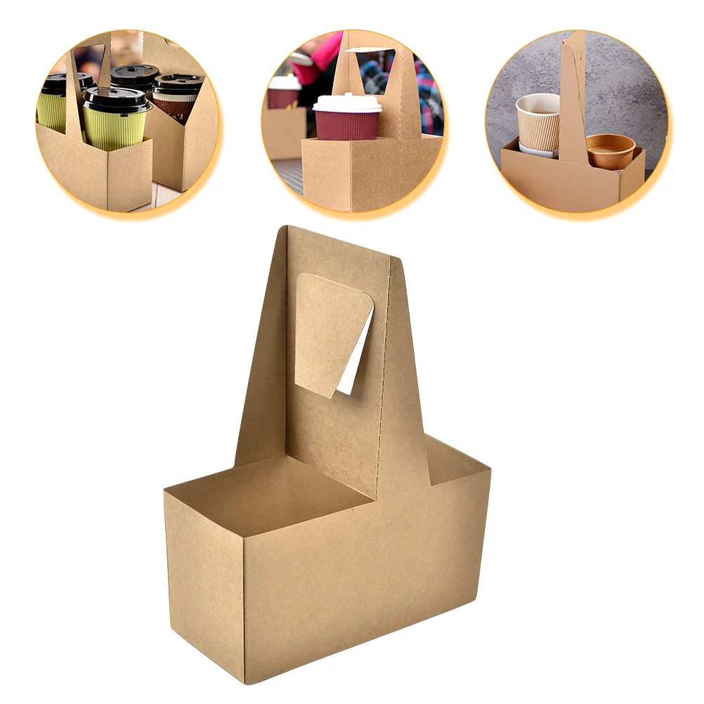 

10 Pcs Milk Cup Holder Coffee Mug Drink Carrier Cardboard Takeout Holders with Handle