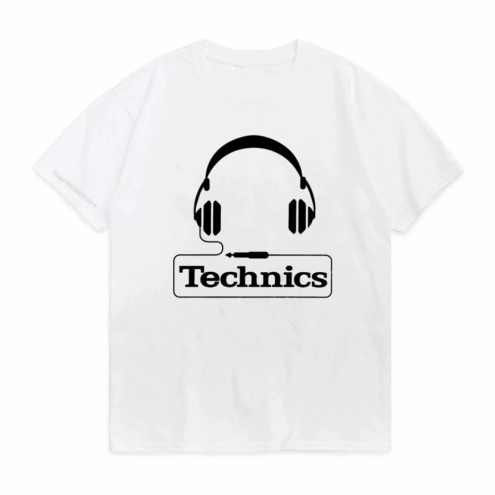Technics Headphone Print T Shirt Turntable Music House Techno Electronic Hip Hop New O-Neck Sunlight T-Shirt Summer casual Tee