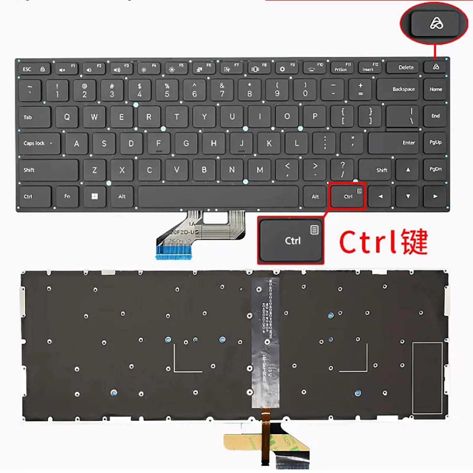 Obrázek 4: Nám nákres pro Xiaomi redmibook 16 2023 2024 2025 Z3725 notebook klávesnice