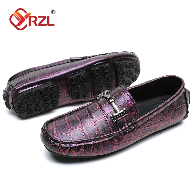 

YRZL Handmade Loafers Men Casual PU Leather Shoes Mens Loafers Moccasins Breathable Slip on Big Size 48 Driving Shoes for Men
