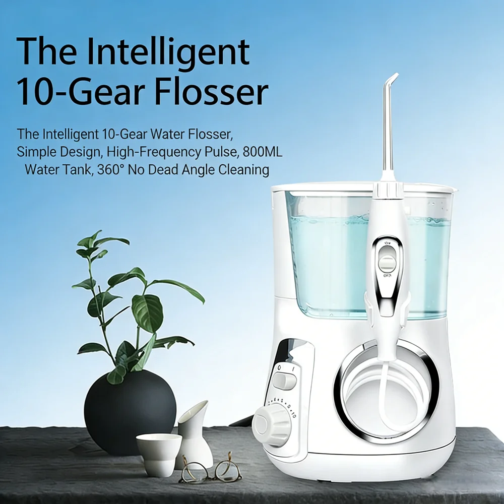 

IPX7 Водонепроницаемый настольный ирригатор емкостью 800 мл, простота домашнего управления, глубокая чистка зубов + ирригация зубов