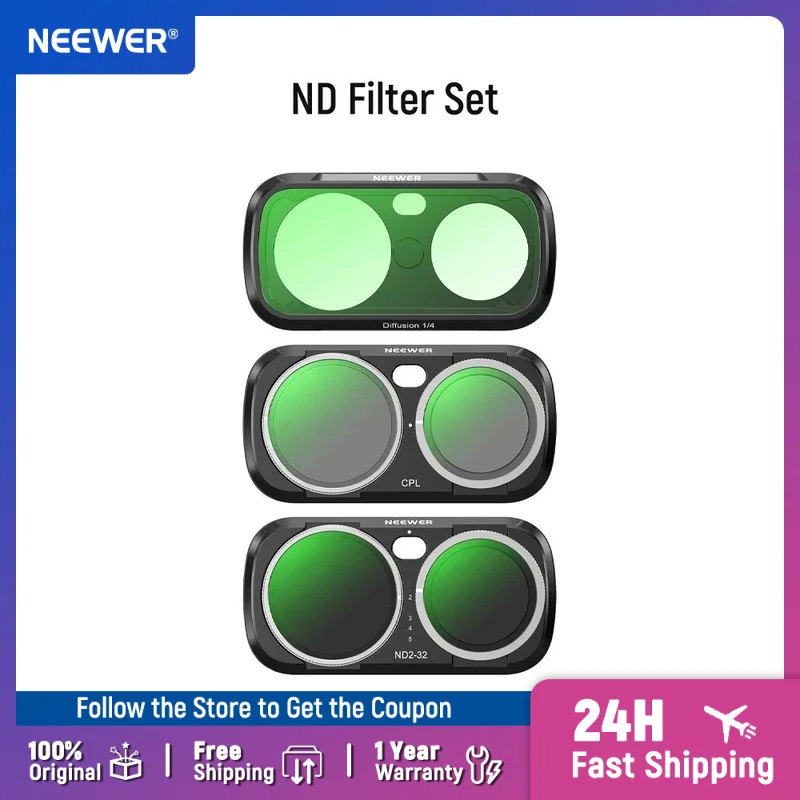 

NEEWER ND Filter Set , Variable Neutral Density (ND2-32) Gimbal Camera Lens Filter Photography Kit For Insta360 Go Ultra Only