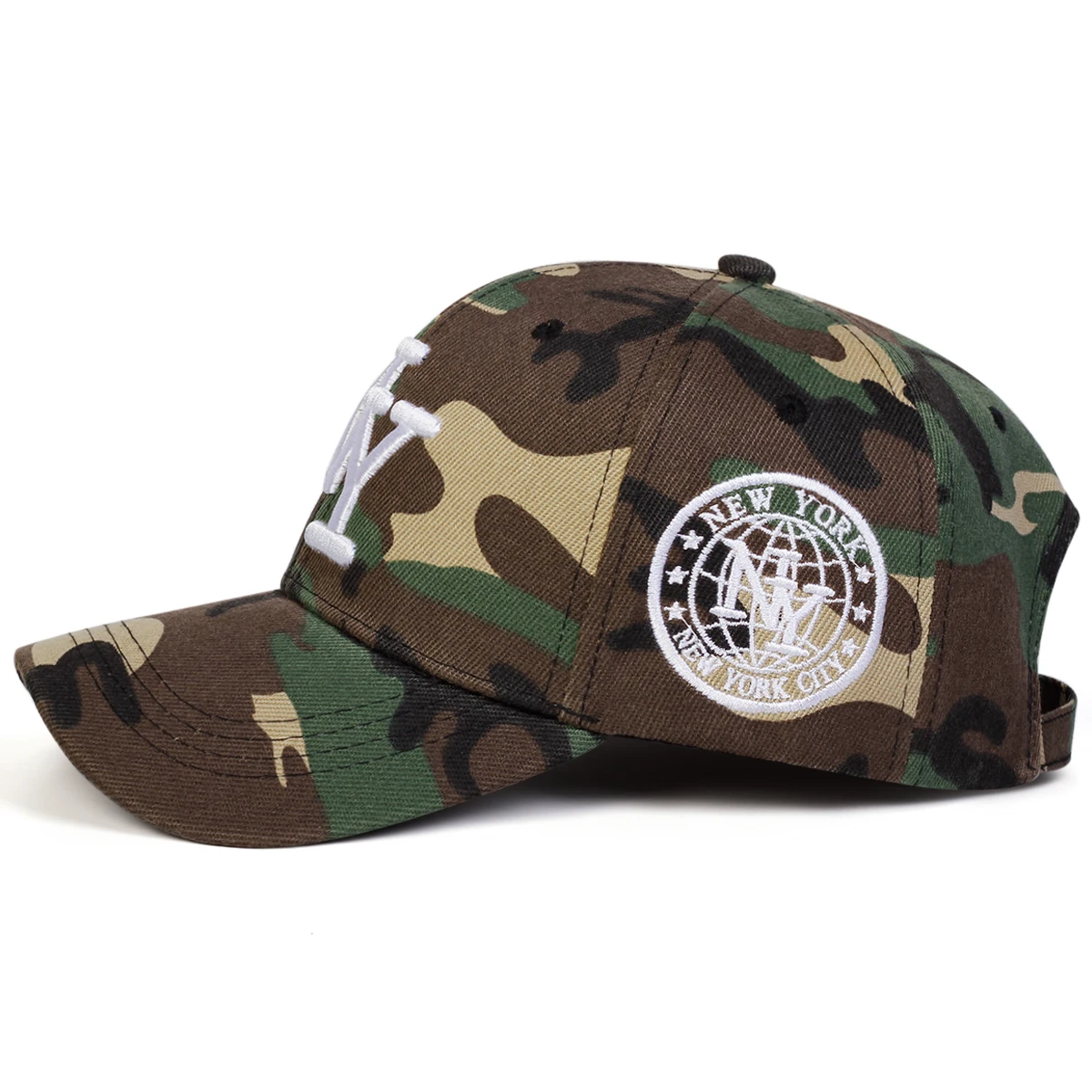 Unisex NY Stickerei Tarnmuster Baseballkappen Frühling Herbst Outdoor Verstellbare Freizeithüte Sonnenschutzhut Sportkappe – Detail 4