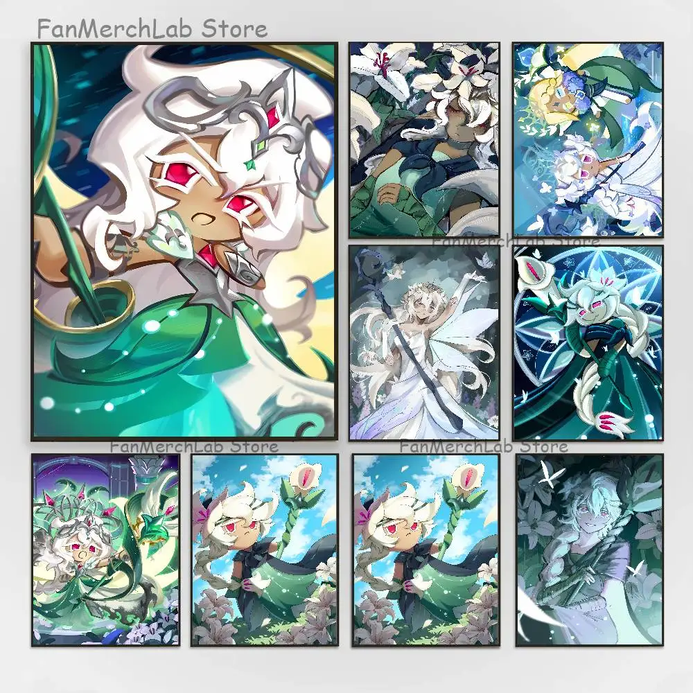 

K-Kingdom White lily C-Cookie Club Bar Paper Vintage Poster Wall Art Painting Bedroom Study Stickers