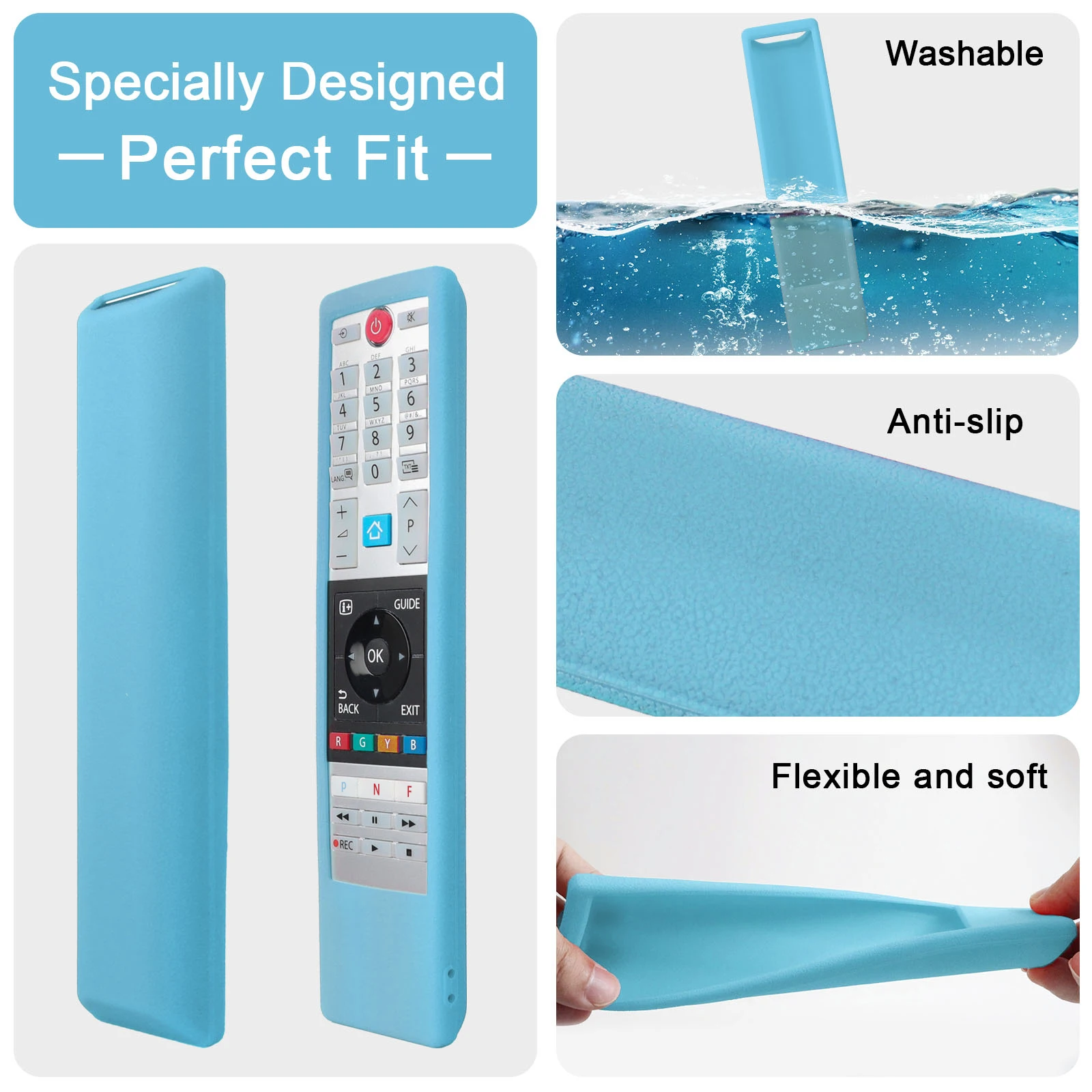 Silikonowe etui pasujące do pilota Toshiba Home Smart TV CT-8541 CT-8533 CT-8528 Osłona ochronna antypoślizgowa — zdjęcie produktu 3
