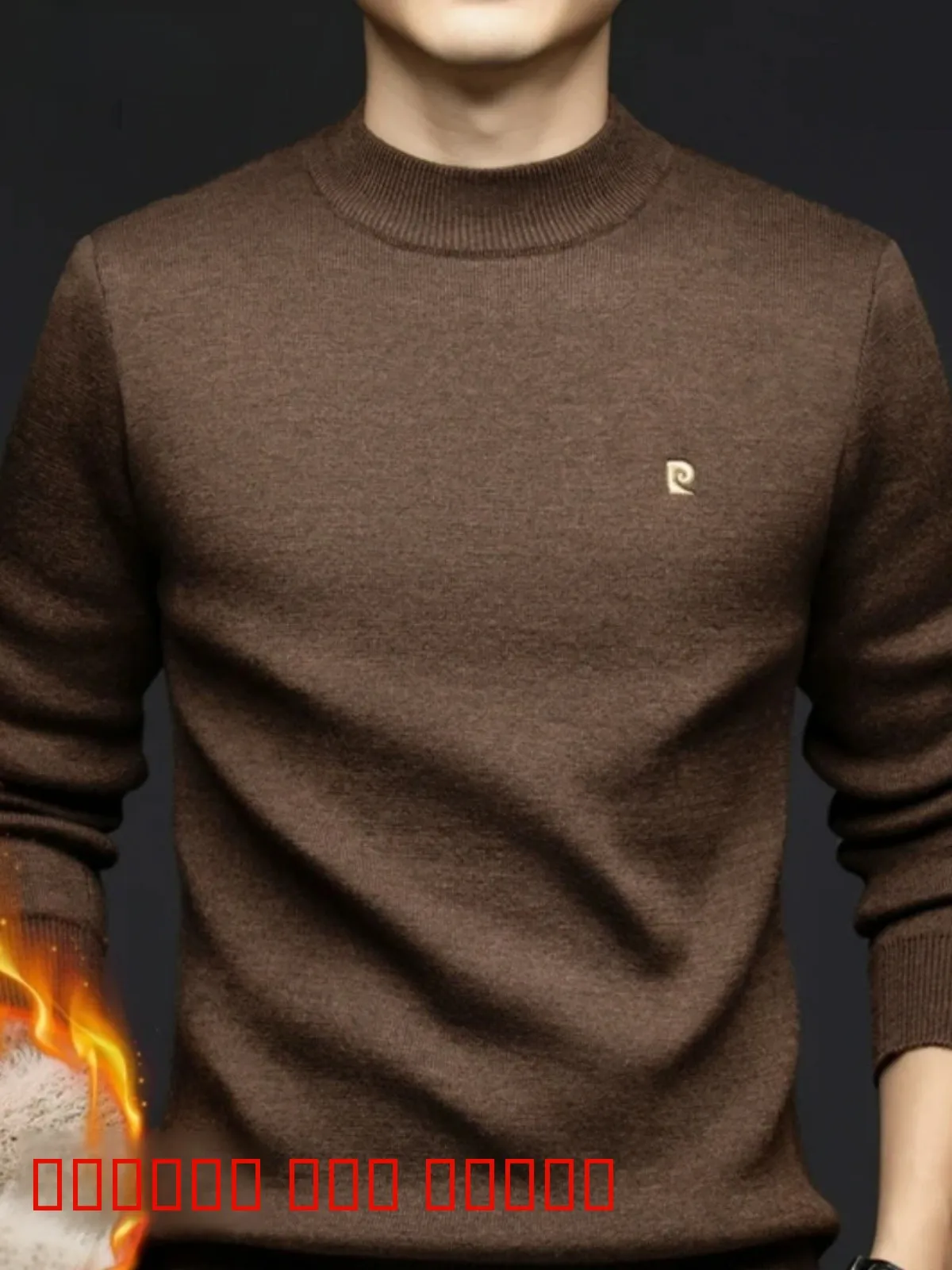

Pierre Cardin Men's Wool Sweater Thiened Knitted Camere f High Collar Winter New Sle Boting Sweater Casual Loose Fit