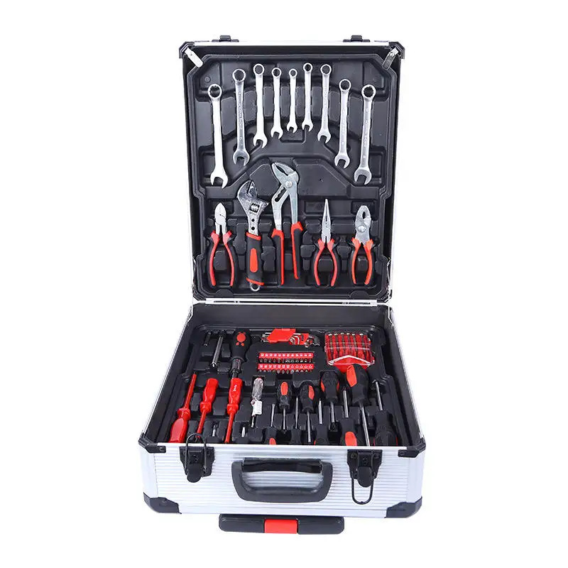 499 Piece Tool Set Kit With Pull-along Suitcase and Aluminum Box Four Layers of Hardware Combination Tools H03