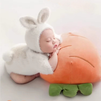 0-1Month  Newborn Photography Props Knitted Baby Outfit Rabbit Doll Baby Cosplay balloon Baby Photoshoot Props Accessories