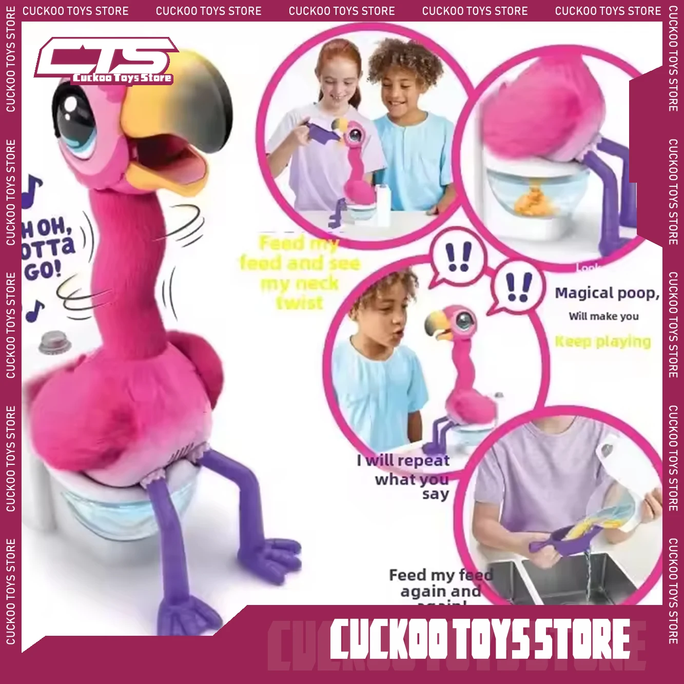 Flamingo Plastic Pets Little Live Pet Electronic Animal Singing Funny Toys Feeding Poop Dolls Play House Children Birthday Gifts