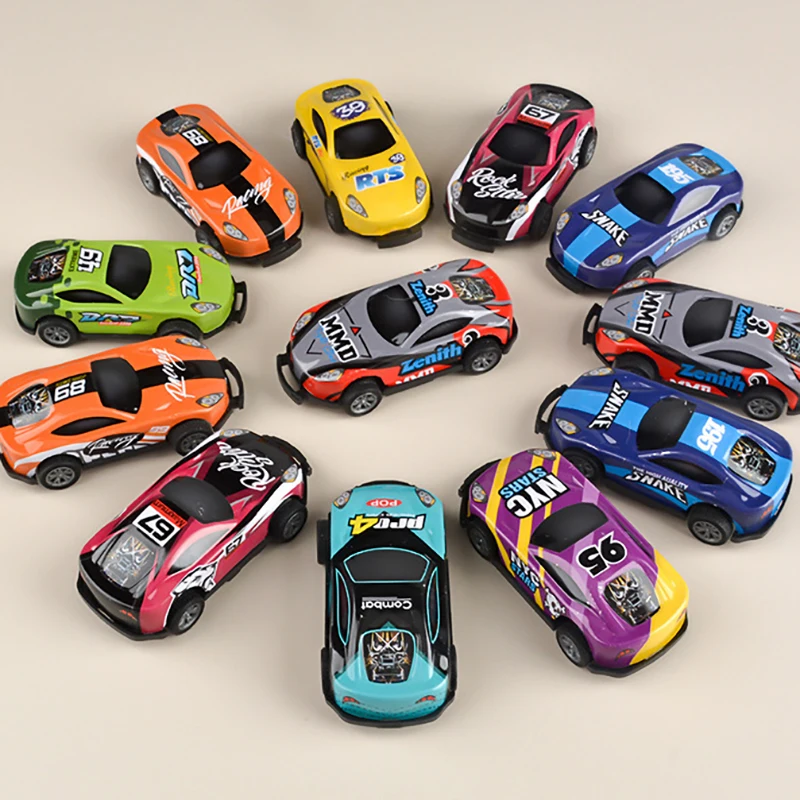 Kids Mini Tin Bouncing Pull Back Car Fun Crash Spinning Tumbler Mini Car Model Set Racing Car Children Toys Birthday Small Gift