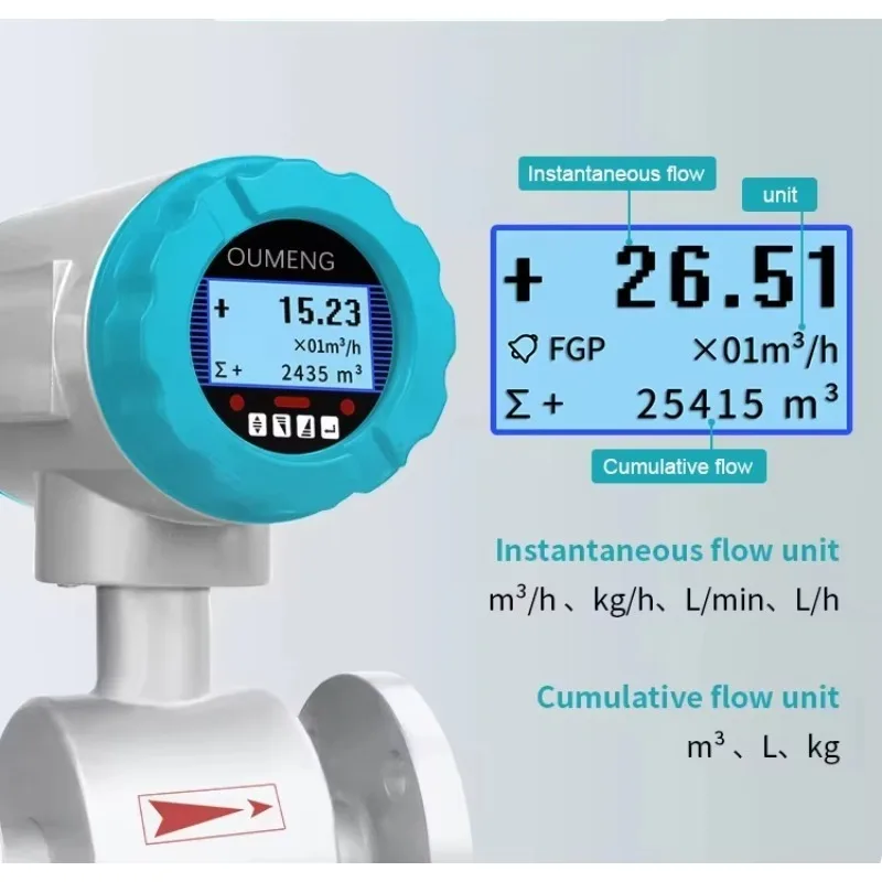 Digital Electromagnetic Flowmeter High Accuracy Anti-Corrosion Stainless Steel OEM For Conductive Liquids Water Sewage Treatment