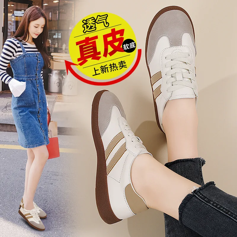 

Women Spring and Autumn Classic Sports Shoe Women Leather Retro Low Top Lacing Casual Shoe New Flat Sole Luxury Shoes Women Shoe