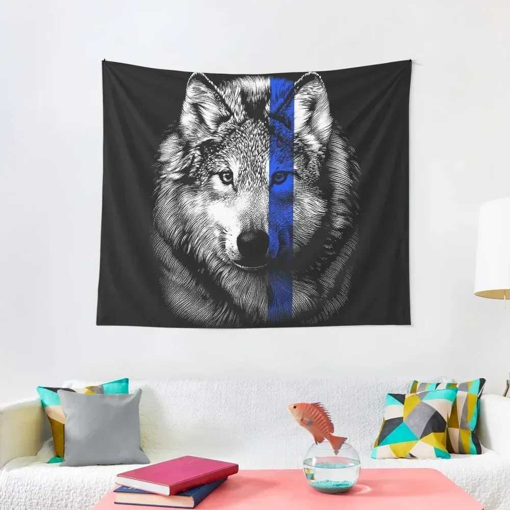 

Blue Line Matter Wolf Tapestry Wall Decoration Items Wall Mural Room Decor Korean Style Tapestry