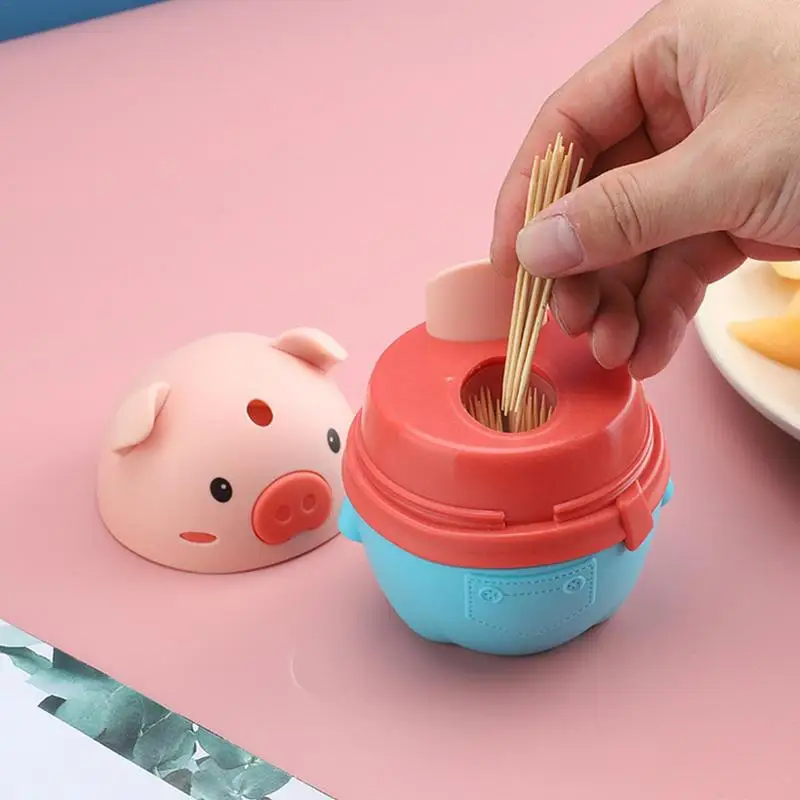 Cartoon Animal Automatic Toothpick Box Dispenser Home On Box Room Press Living Up Room Holder Cute Pig Toothpick Container