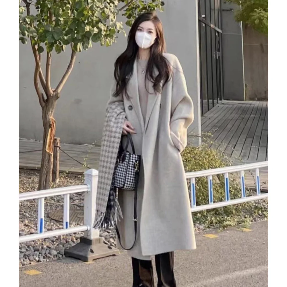 Hepburn's Advanced Korean Coat In Autumn And Winter, The New 2024 Long Double-sided Woolen Coat, FemaleTide.