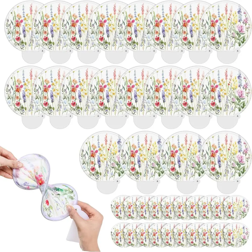 

20 Pack Watercolor Floral Folding Fans with Plastic Handles and Carrying Cases for Women's Summer Events