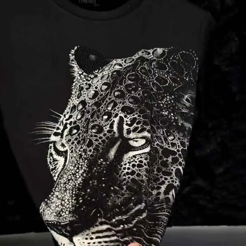 European 2024 Summer New Personalized Print Slim Fit Short Sleeve Round Neck Fashion T-Shirt Half Sleeve Top