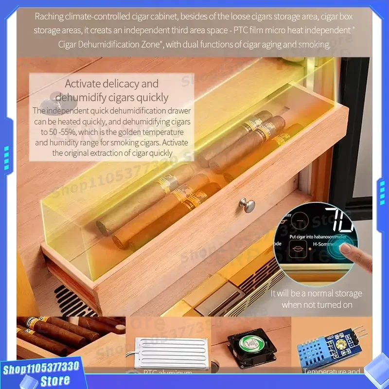 Premium Spanish Cedar Wood Cigar Humidor Precision Climate Control System Factory Direct Sale High Quality Storage Box for