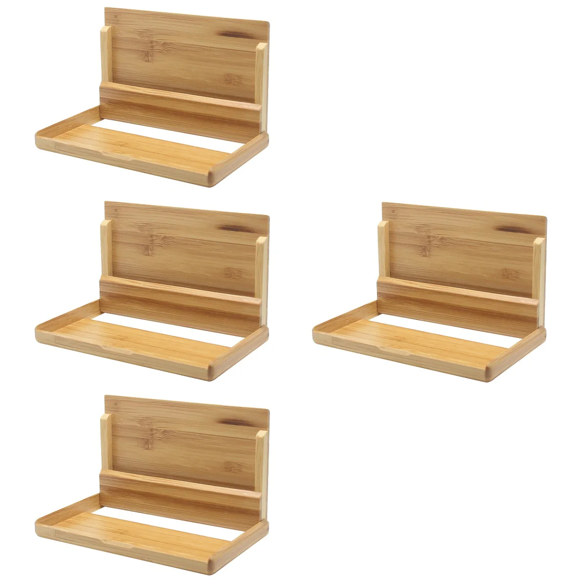 4 PCS Mens Wallets Business Card Storage Box Wooden Holder Stands for Display Bamboo Case Desk Holders Name Cards Man