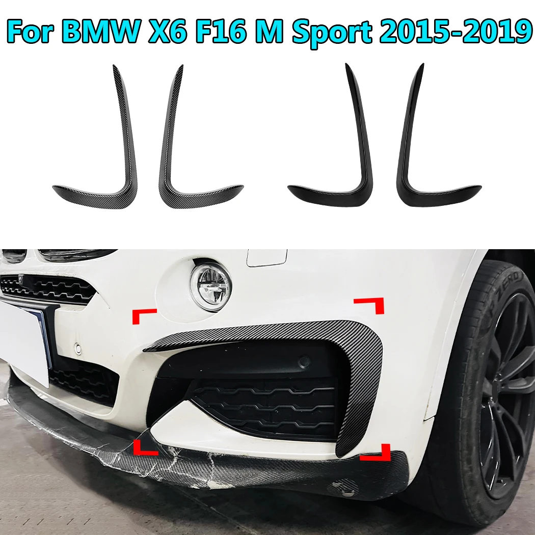 Front Wind Blade Spoiler Front Wind Knife Sticker For BMW X6 F16 M Sport 2015-2019 Body Kit Exterior Decoration Trim