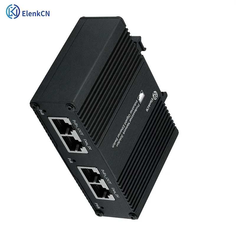 Iniettore Switch Poe industriale da 90W Gigabit Poe + interruttore di alimentazione ad ampia tensione 1000Mbps converti