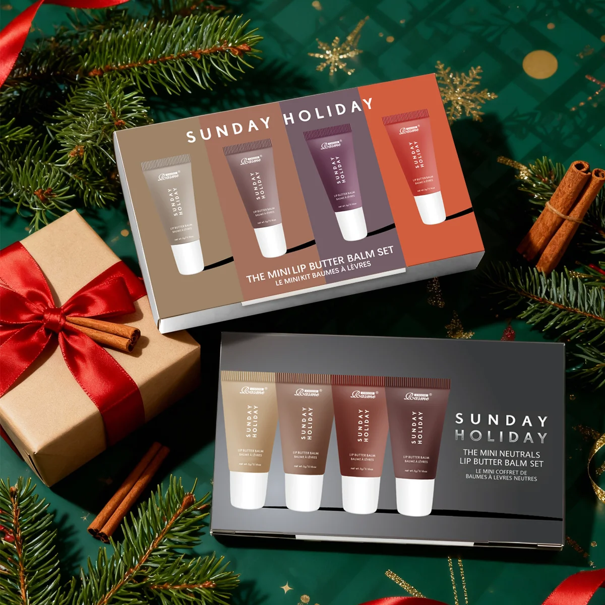 クリスマスギフト 保湿ミラーリップスティック バニラパウダーシュガーコーヒーケーキの香りのリップスティック 透明オイルメイクアップセット