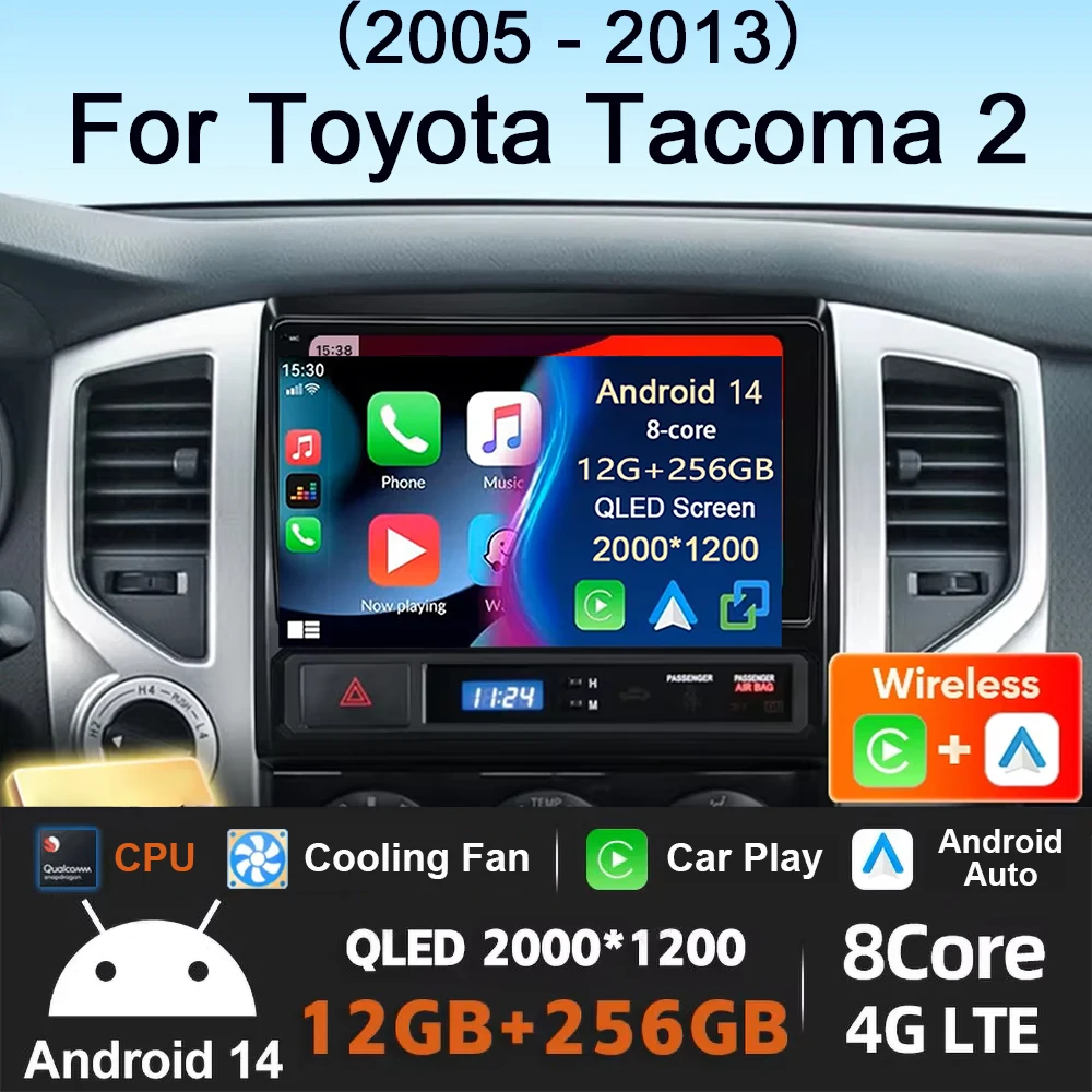 

Android 14 Carplay Car Radio For Toyota Tacoma 2 N200 Hilux 2005 - 2015 Navigation Multimedia GPS Player Stereo WiFi+4G video BT