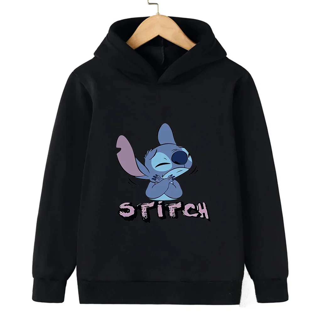 Funny Cartoon Stitch Print Hoodie Women Clothing Casual Spring Autumn Long Sleeve Hooded Pullover Fashion Woman Sweatshirts Tops