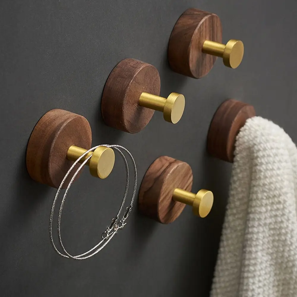 

Walnut/Beech Wood Wood Coat Hooks Rustproof Wall Mounted Wall Hangers Water-proof Heavy Duty Coat Storage Rack Home