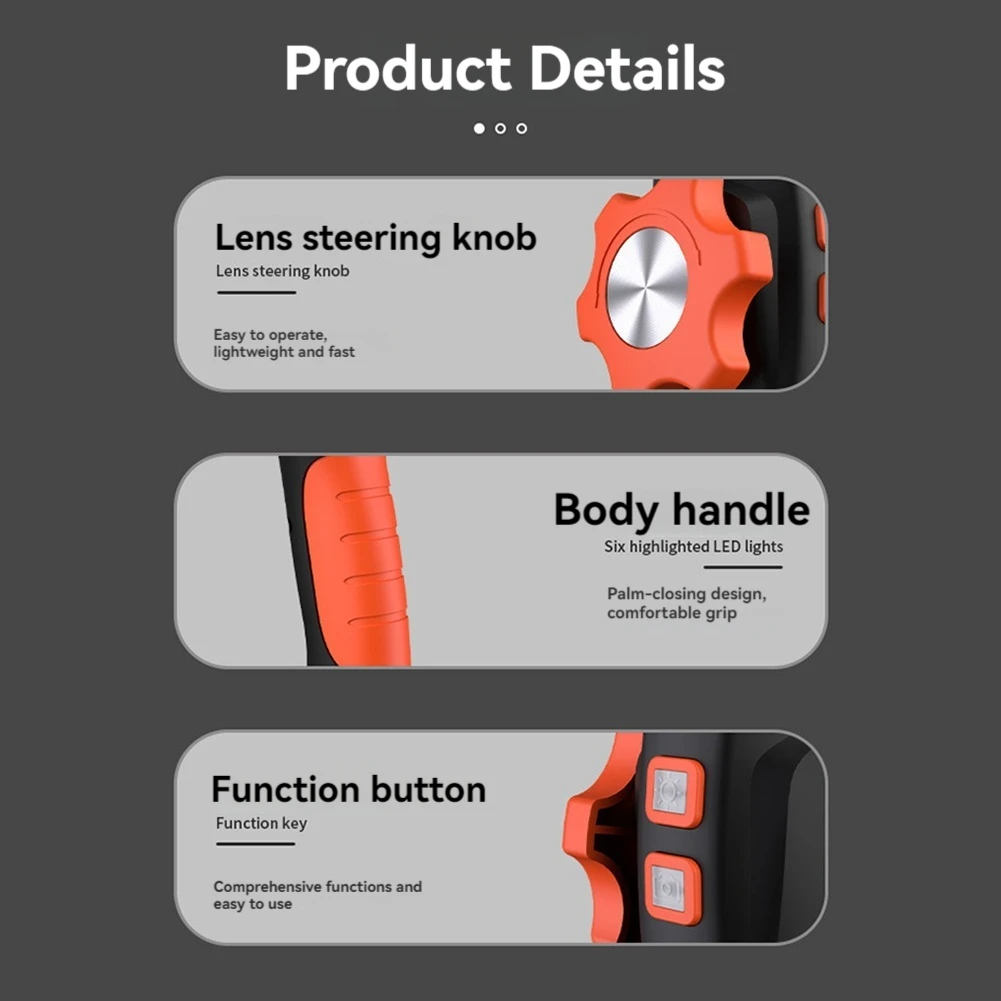 【New User Coupon】360 Degree Rotation Endoscope Inspection Camera 6.4mm Borescope Camera for Automotive Car IOS Android