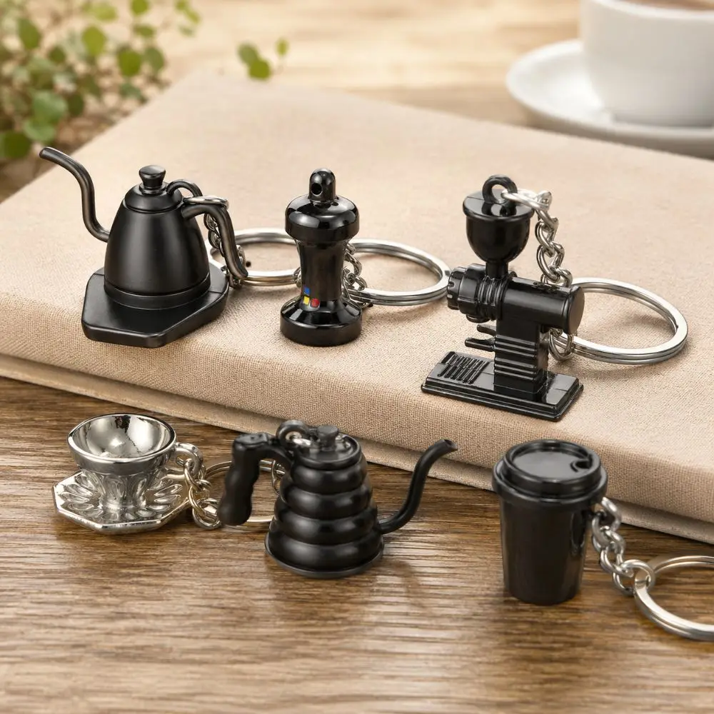 Novelty Miniature Style Coffee Keychain Creative Zinc Alloy Bag Pendent Cute Pendant Key Holder Gift