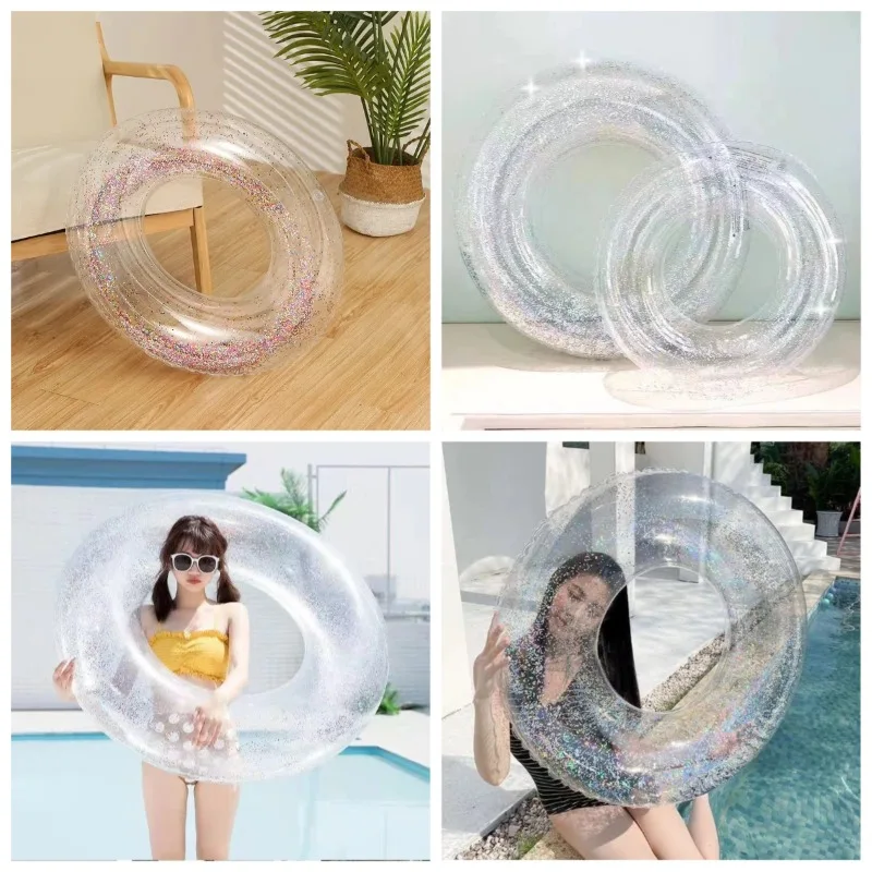 

Swimming Ring Summer Inflatable Transparent Sequin For Adults And Children Inflatable Pool Men And Women Water Play Accessories