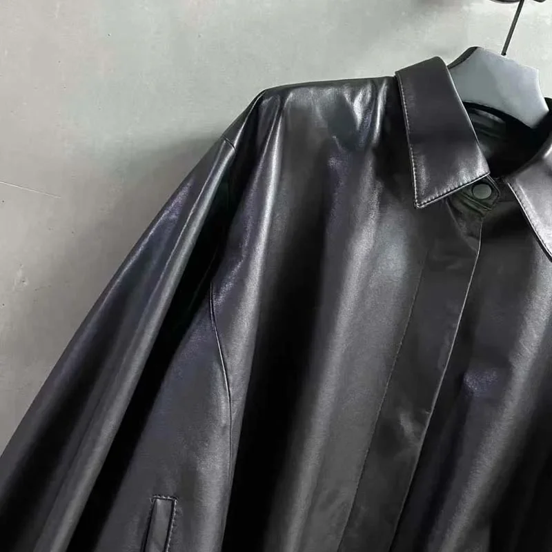 정품 가죽 자켓 느슨한 스타일 여성 코트 봄 새로운 패션 야채 무두질 가죽 터키에서 수입