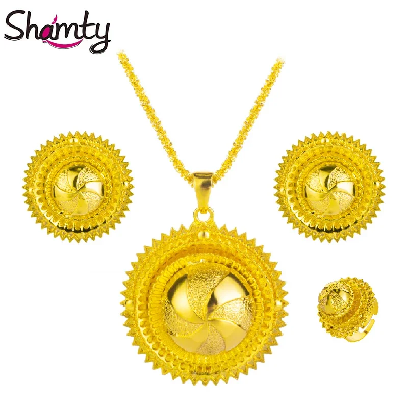 Shamty Gold Color Round Wedding Jewelry Set For Women Luxury African Inspired For Parties And Special Occasions A30019