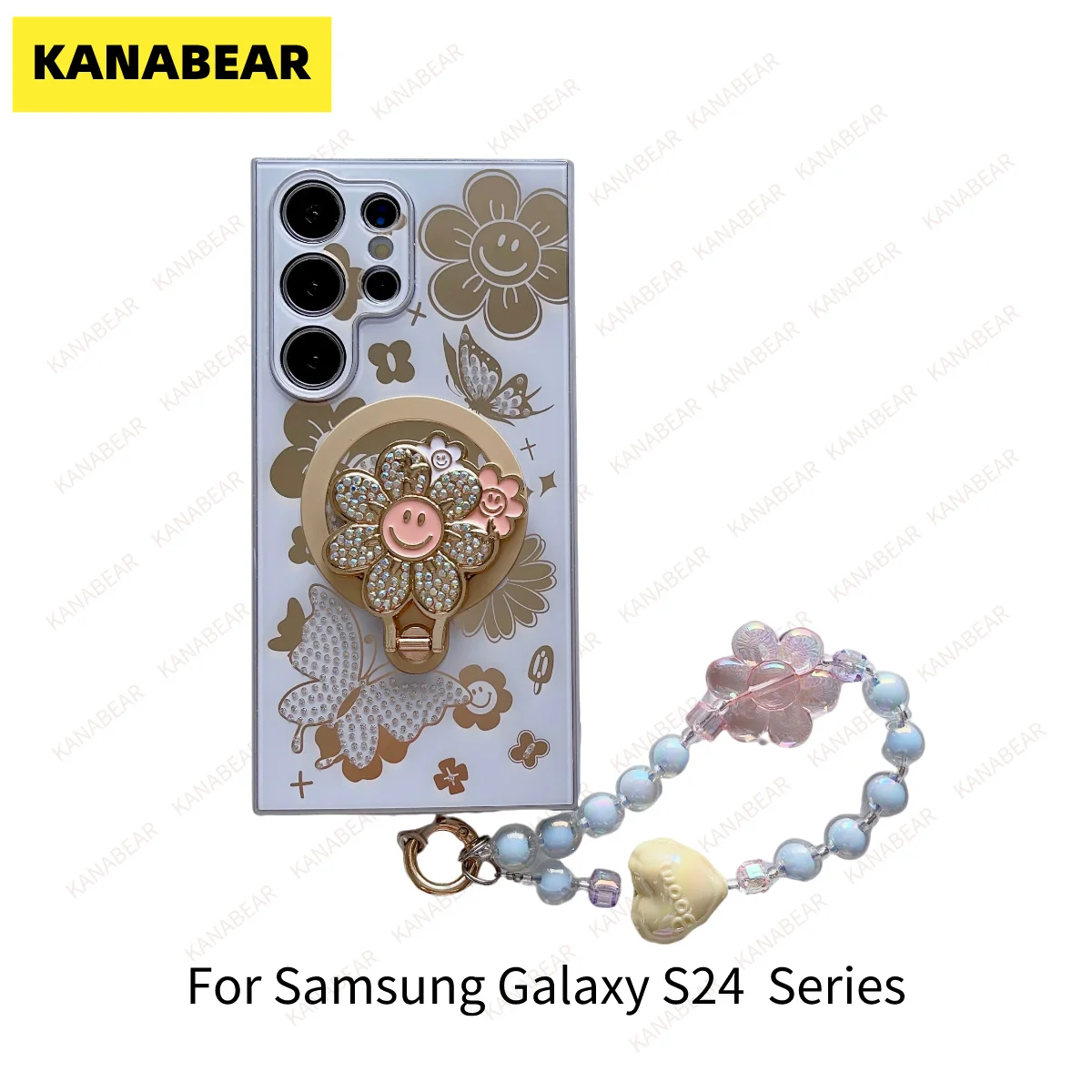 KANABEAR Magsafe Magnetic Stand Phone Case, Suitable for Samsung Galaxy S24 S23 Ultra S22 Plus Diamond Shock Cap Bracelet