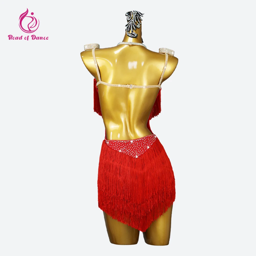 Red Latin Dance Dress 2024 Women Outfits Line Costume Elegant Ball Suit Girls Skirt Sports Clothing Top Kids Wear Party Practice