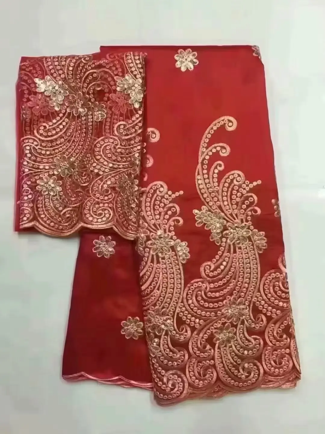 African George Lace Fabric With Blouse 5+2 Yards Sets For Party Dress Design Nigerian Embroidery Guipure George Lace Hot Selling