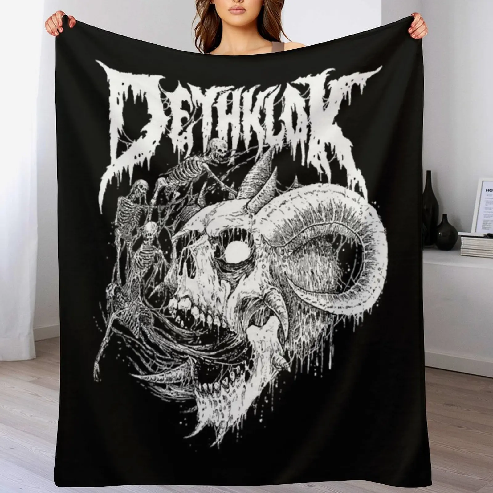 dethklok skull head Throw Blanket For Decorative Sofa anime funny gift Luxury Designer Blankets