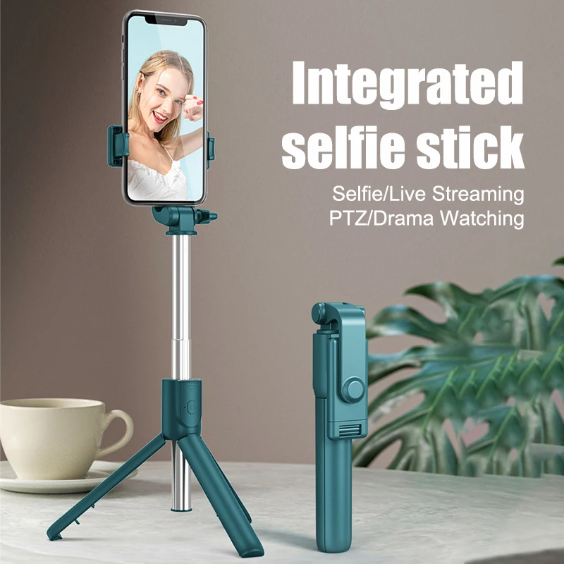 Treppiede per selfie stick per telefono cellulare Supporto per telefono con stick selfie wireless remoto Bluetooth con luce di riempimento di bellezza per telefono
